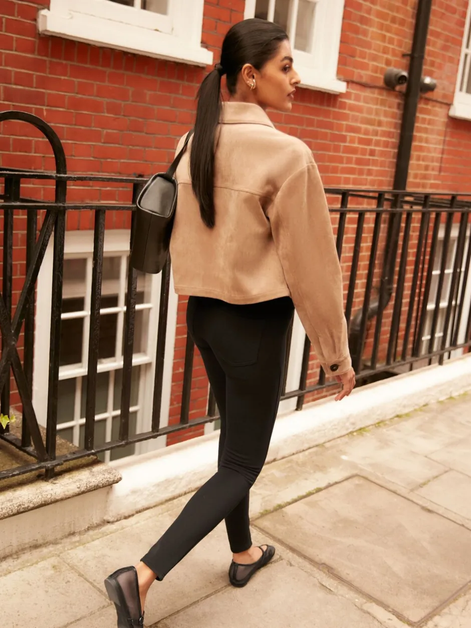 Leggings En Joggingbroeken*Next - Fleece Lined Warm Handle Cosy Jersey Denim Leggings Zwart