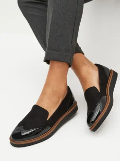 Lage Schoenen|Next Zwart - Forever Comfort® - Loafers met brogue-details en dikke zool