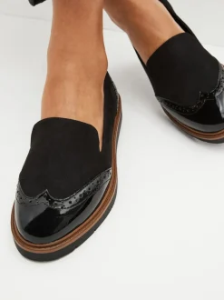 Lage Schoenen|Next Zwart - Forever Comfort® - Loafers met brogue-details en dikke zool