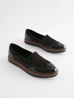 Lage Schoenen|Next Zwart - Forever Comfort® - Loafers met brogue-details en dikke zool