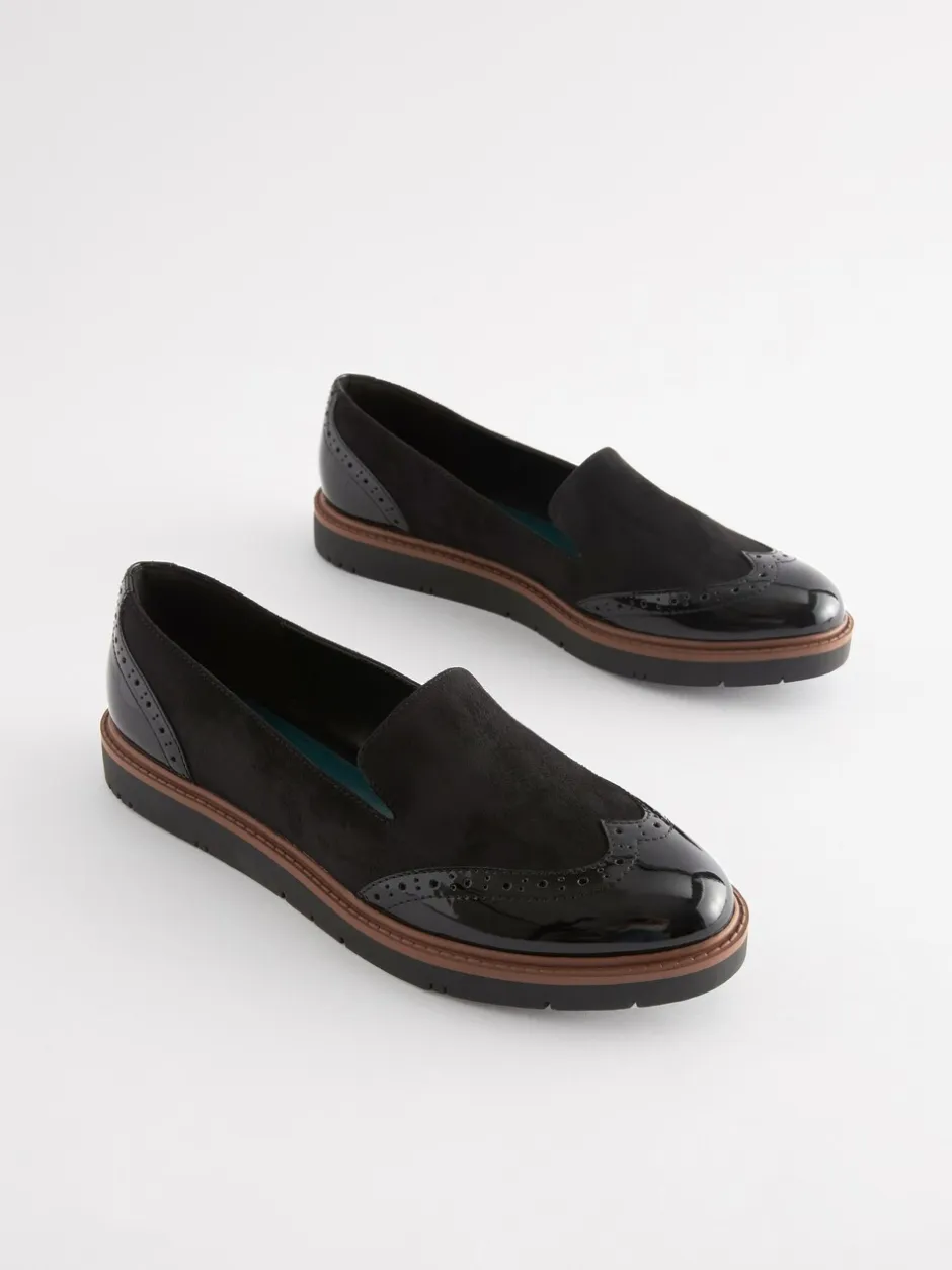 Lage Schoenen|Next Zwart - Forever Comfort® - Loafers met brogue-details en dikke zool