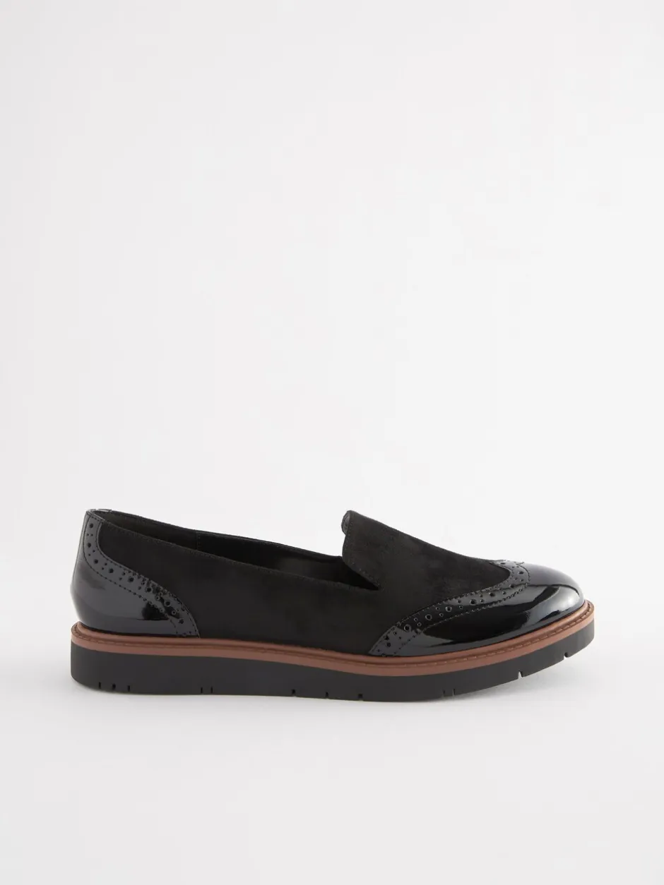 Lage Schoenen|Next Zwart - Forever Comfort® - Loafers met brogue-details en dikke zool
