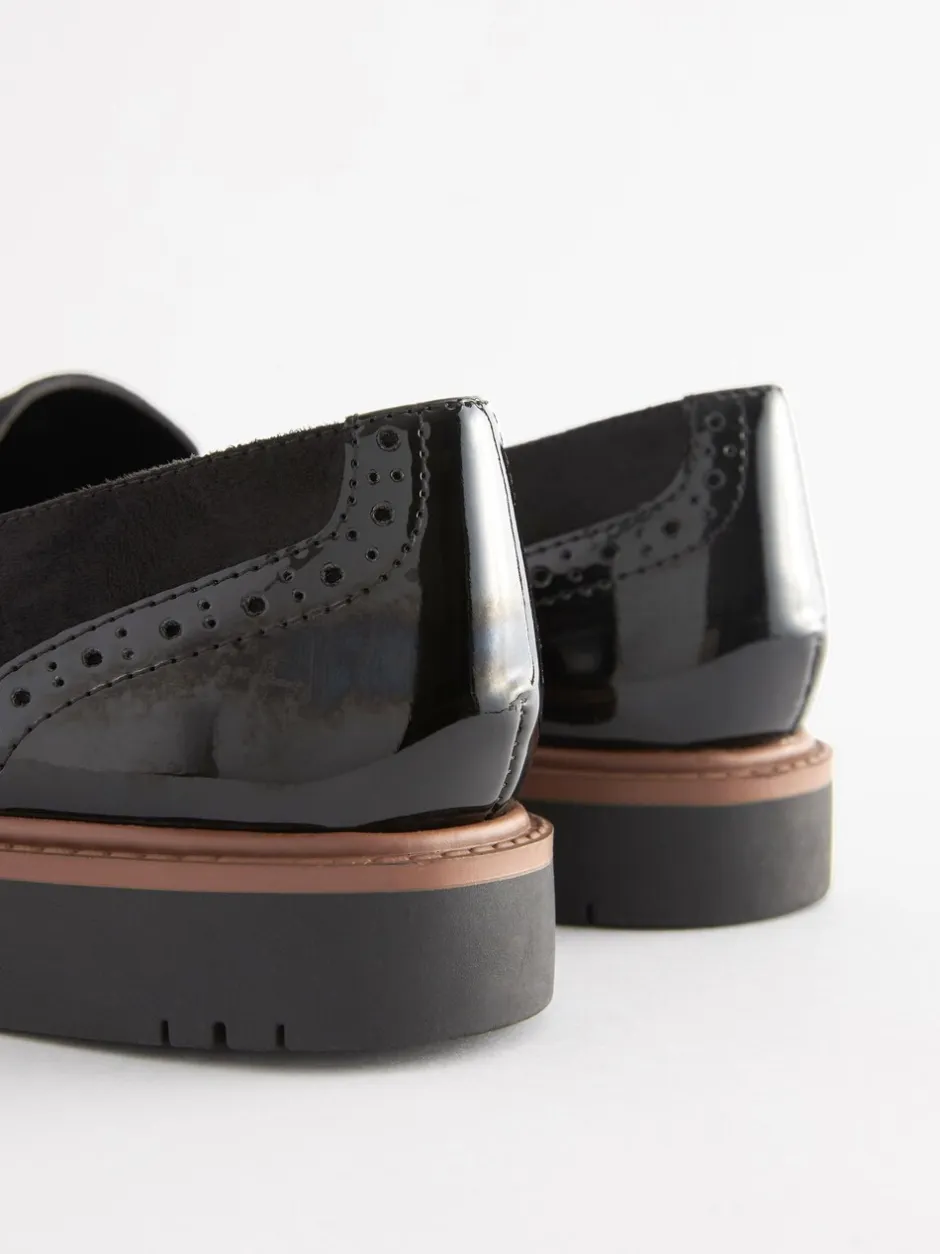 Lage Schoenen|Next Zwart - Forever Comfort® - Loafers met brogue-details en dikke zool