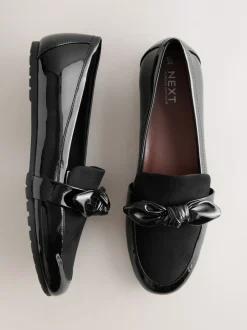 Lage Schoenen|Next Zwart - Forever Comfort® Bow Round Toe Loafers