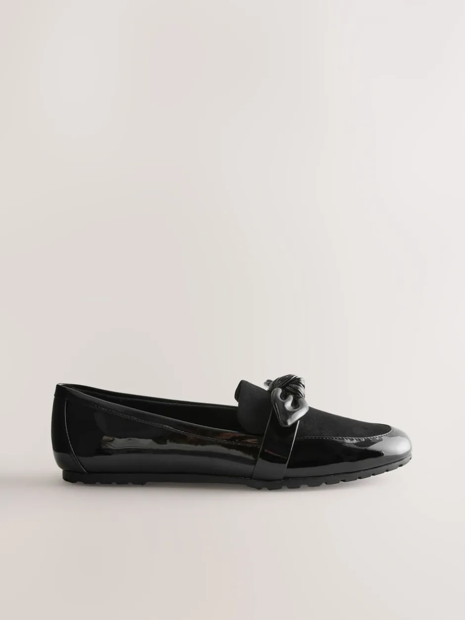 Lage Schoenen|Next Zwart - Forever Comfort® Bow Round Toe Loafers