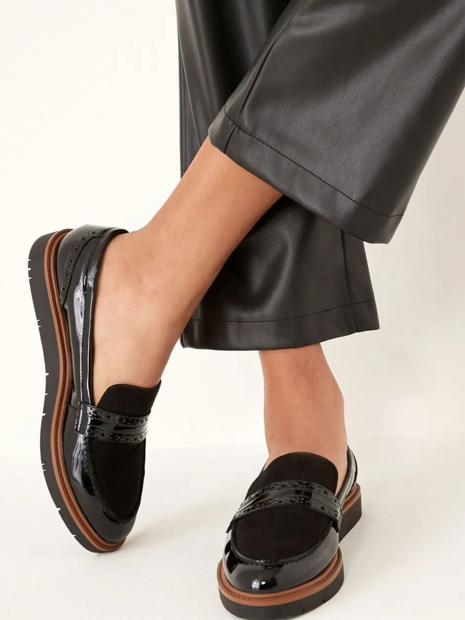 Ruimvallend En Extraruimvallend|Lage Schoenen|Next - Forever Comfort® Brogue Instappers Zwart