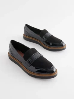 Ruimvallend En Extraruimvallend|Lage Schoenen|Next - Forever Comfort® Brogue Instappers Zwart