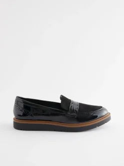 Ruimvallend En Extraruimvallend|Lage Schoenen|Next - Forever Comfort® Brogue Instappers Zwart