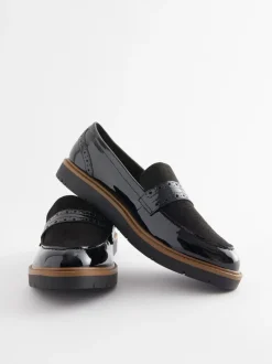 Ruimvallend En Extraruimvallend|Lage Schoenen|Next - Forever Comfort® Brogue Instappers Zwart