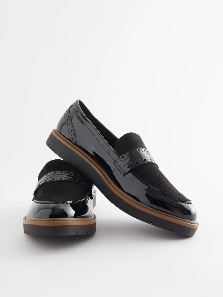 Ruimvallend En Extraruimvallend|Lage Schoenen|Next - Forever Comfort® Brogue Instappers Zwart