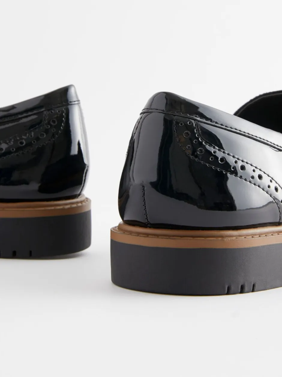 Ruimvallend En Extraruimvallend|Lage Schoenen|Next - Forever Comfort® Brogue Instappers Zwart