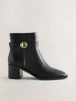 Boots|Next Zwart - Forever Comfort® Buckle Trim Block Heel Ankle Boots