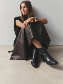 Boots|Next Zwart - Forever Comfort® Buckle Trim Block Heel Ankle Boots