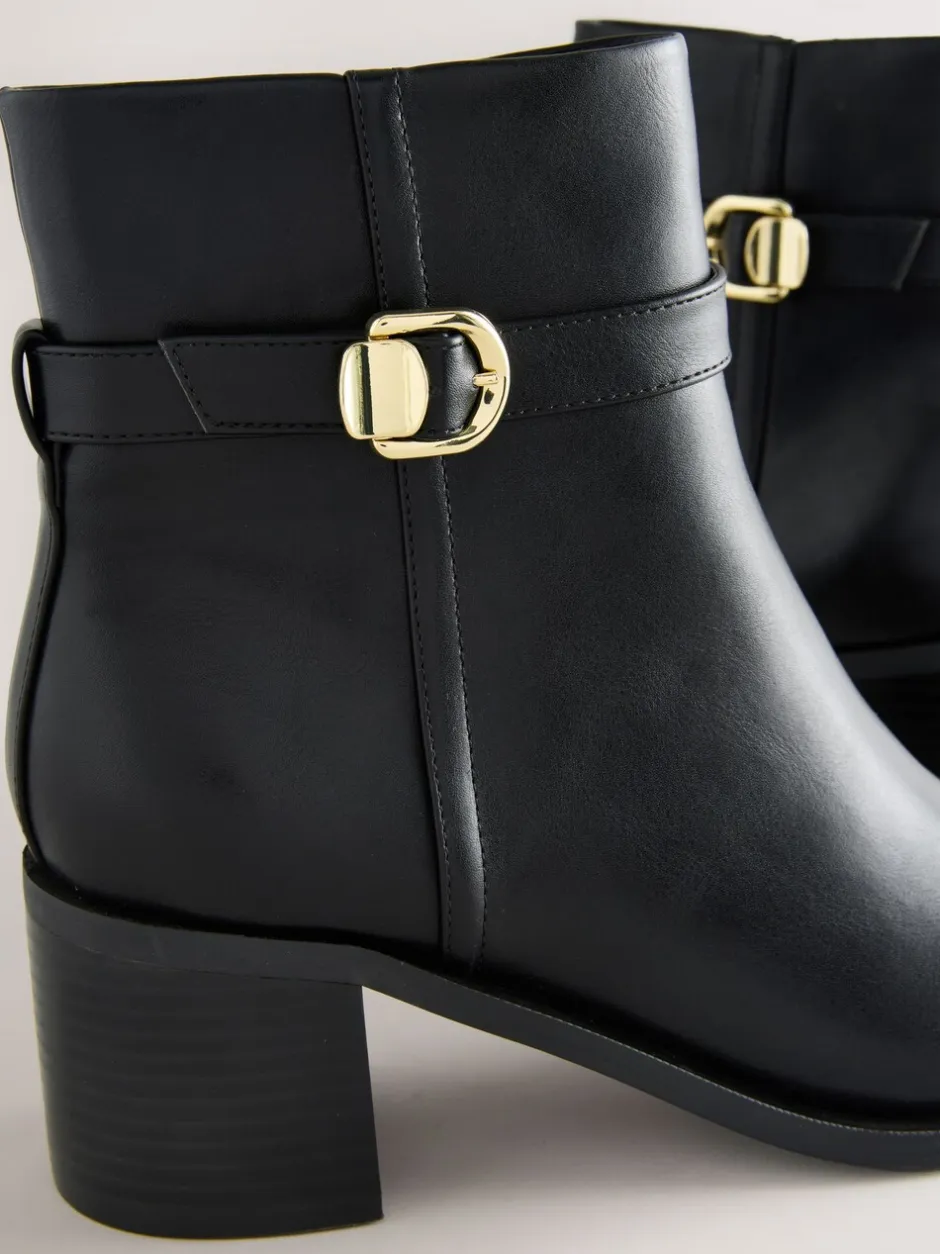 Boots|Next Zwart - Forever Comfort® Buckle Trim Block Heel Ankle Boots