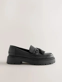 Lage Schoenen|Next - Forever Comfort Chunky Platform Tassel Loafers Zwart