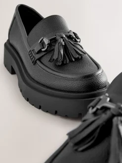 Lage Schoenen|Next - Forever Comfort Chunky Platform Tassel Loafers Zwart