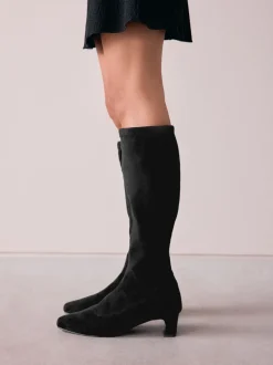 Ruimvallend En Extraruimvallend|Boots*Next Zwart - Forever Comfort® kniehoge soklaarzen met afgeronde spitse neus