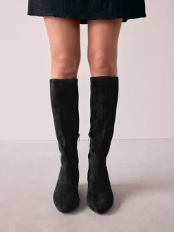 Ruimvallend En Extraruimvallend|Boots*Next Zwart - Forever Comfort® kniehoge soklaarzen met afgeronde spitse neus