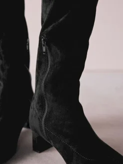 Ruimvallend En Extraruimvallend|Boots*Next Zwart - Forever Comfort® kniehoge soklaarzen met afgeronde spitse neus