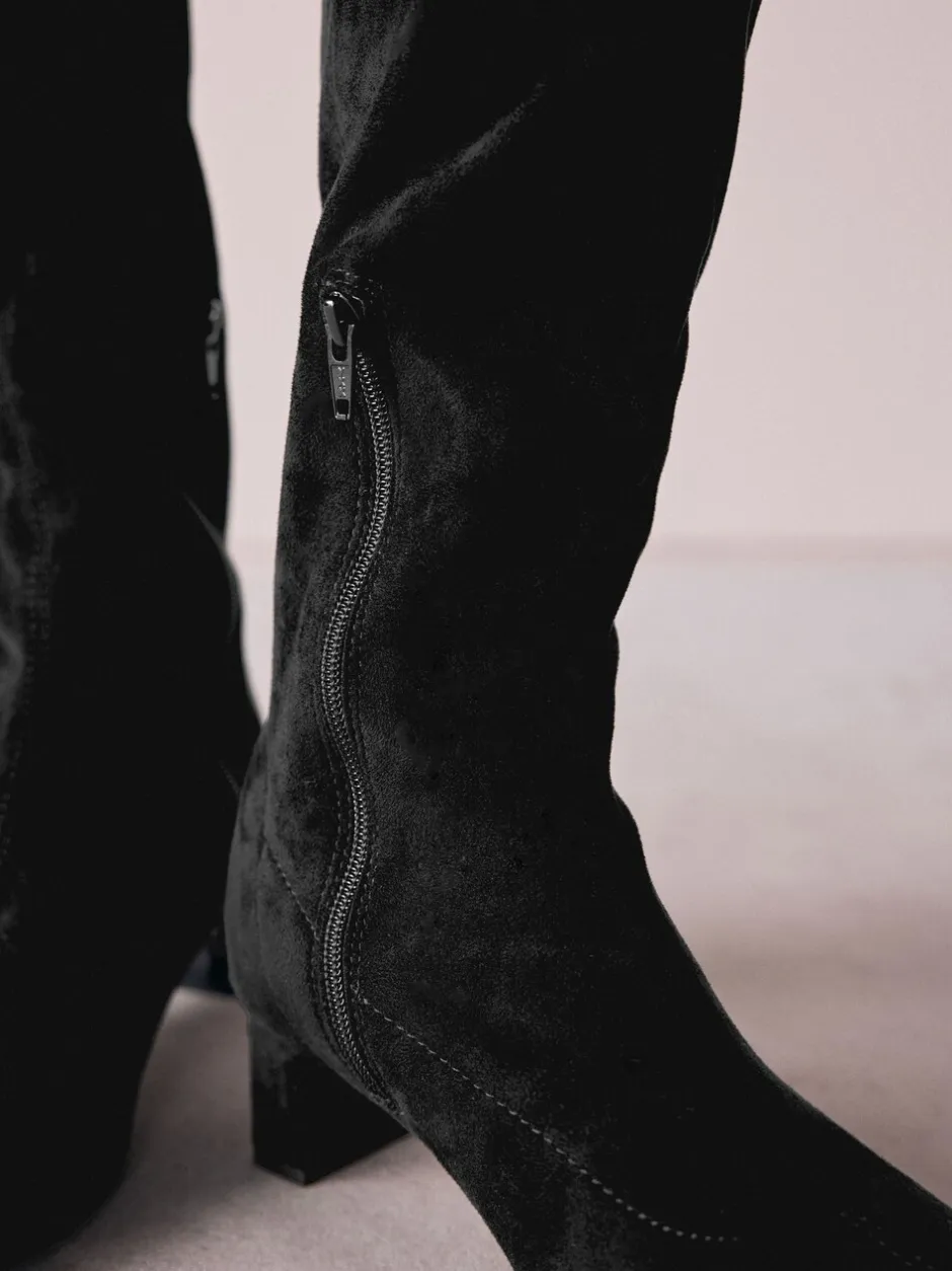 Ruimvallend En Extraruimvallend|Boots*Next Zwart - Forever Comfort® kniehoge soklaarzen met afgeronde spitse neus
