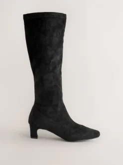 Ruimvallend En Extraruimvallend|Boots*Next Zwart - Forever Comfort® kniehoge soklaarzen met afgeronde spitse neus