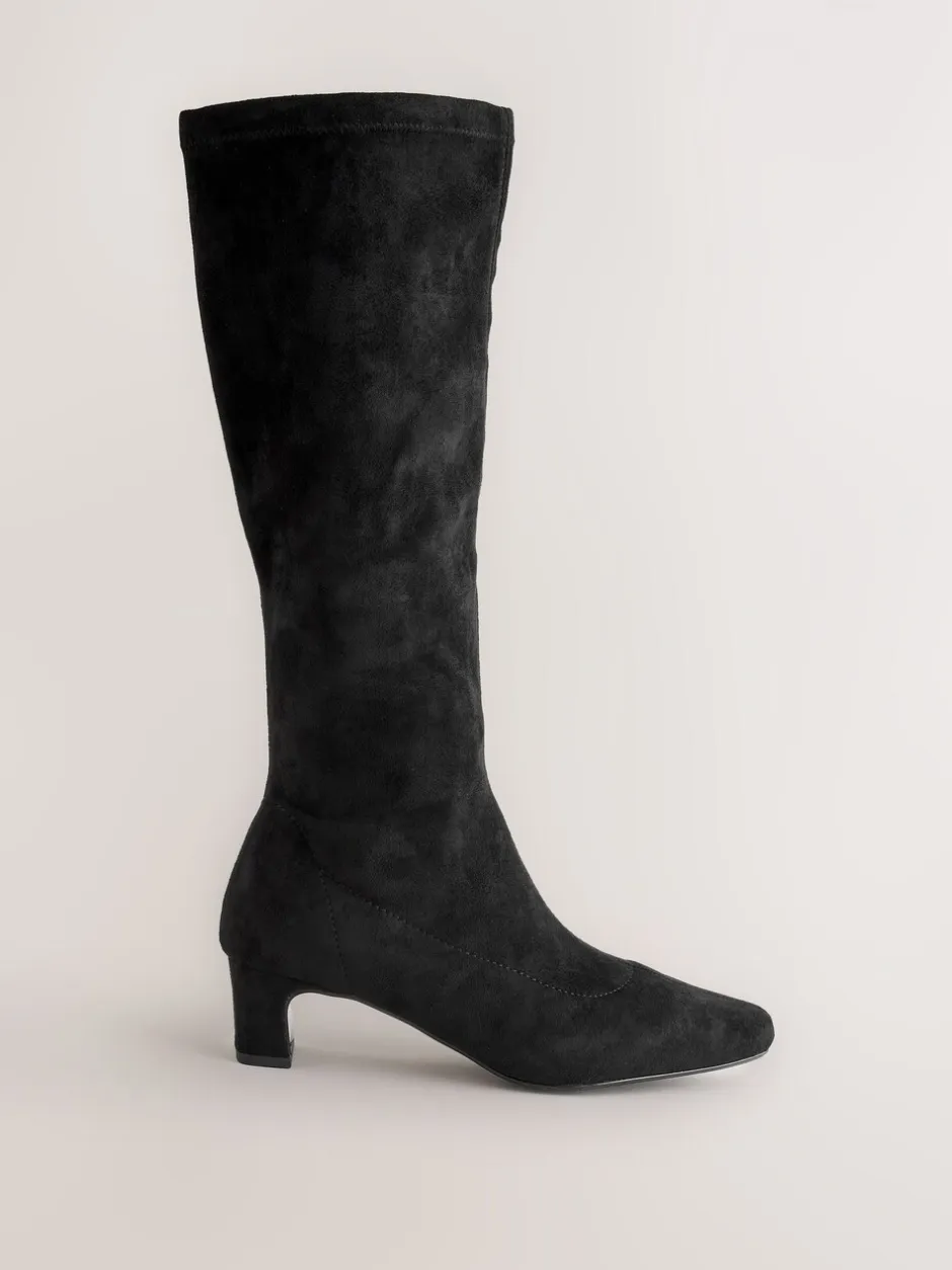 Ruimvallend En Extraruimvallend|Boots*Next Zwart - Forever Comfort® kniehoge soklaarzen met afgeronde spitse neus