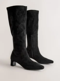 Ruimvallend En Extraruimvallend|Boots*Next Zwart - Forever Comfort® kniehoge soklaarzen met afgeronde spitse neus