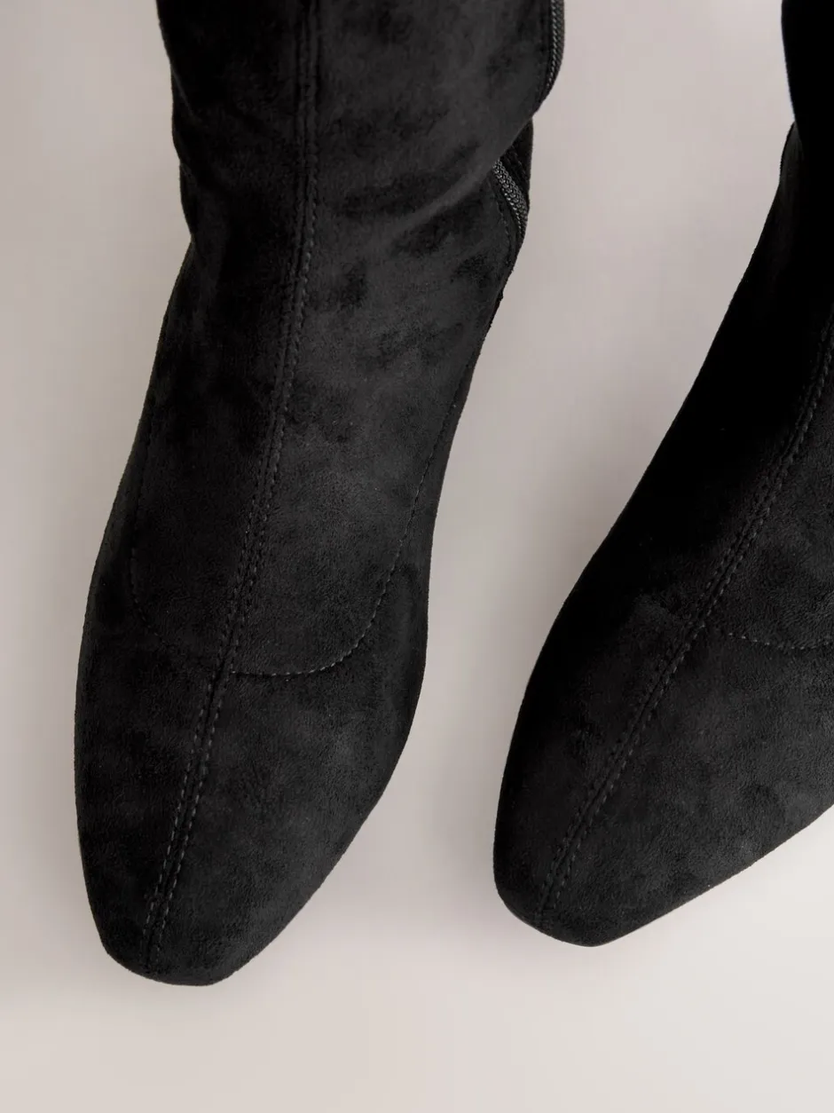Ruimvallend En Extraruimvallend|Boots*Next Zwart - Forever Comfort® kniehoge soklaarzen met afgeronde spitse neus