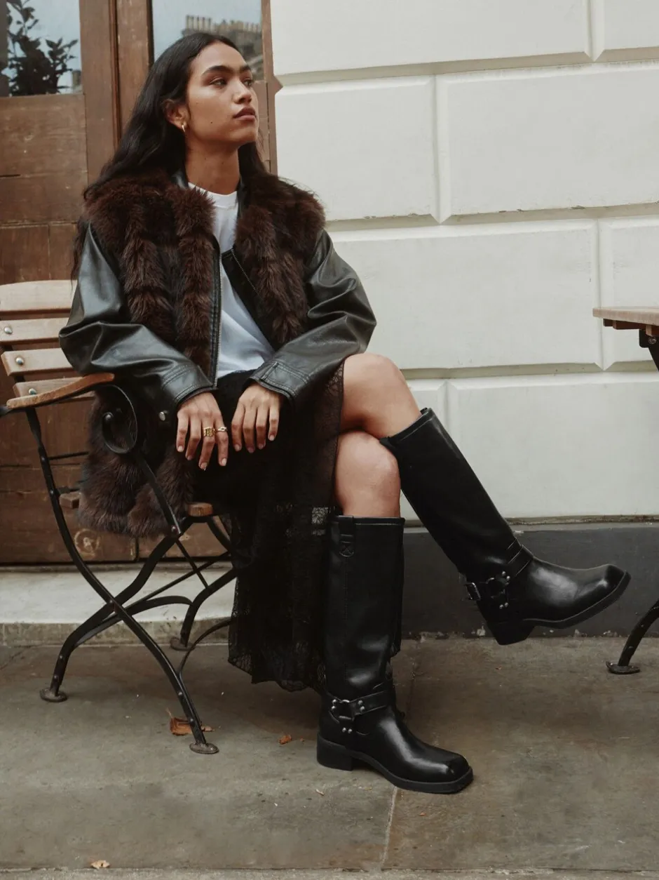 Boots|Next - Forever Comfort® Knee High Biker Boots Zwart