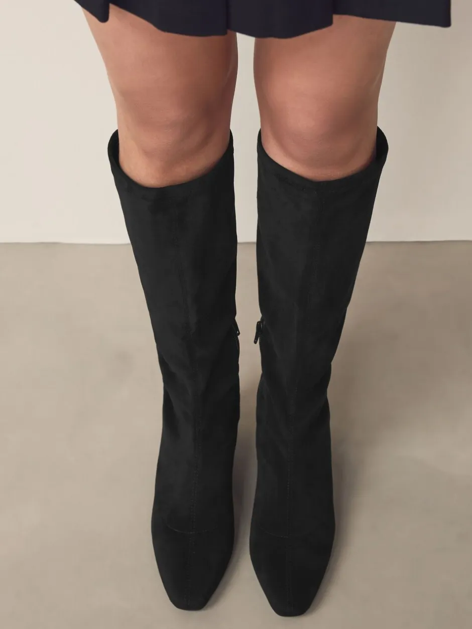 Ruimvallend En Extraruimvallend|Boots*Next - Forever Comfort® kniehoge soklaarzen met afgeronde spitse neus Zwart