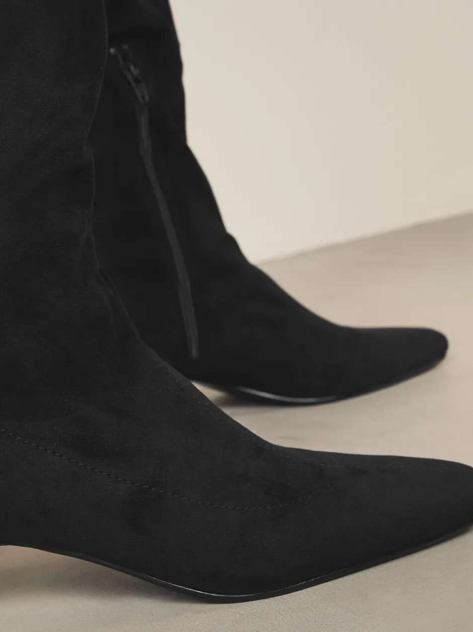Ruimvallend En Extraruimvallend|Boots*Next - Forever Comfort® kniehoge soklaarzen met afgeronde spitse neus Zwart