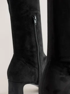 Ruimvallend En Extraruimvallend|Boots*Next - Forever Comfort® kniehoge soklaarzen met afgeronde spitse neus Zwart