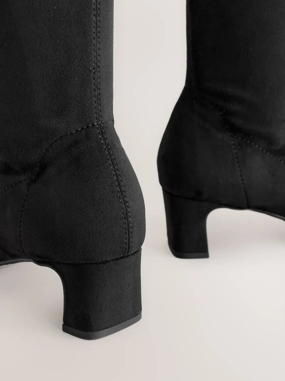 Ruimvallend En Extraruimvallend|Boots*Next - Forever Comfort® kniehoge soklaarzen met afgeronde spitse neus Zwart