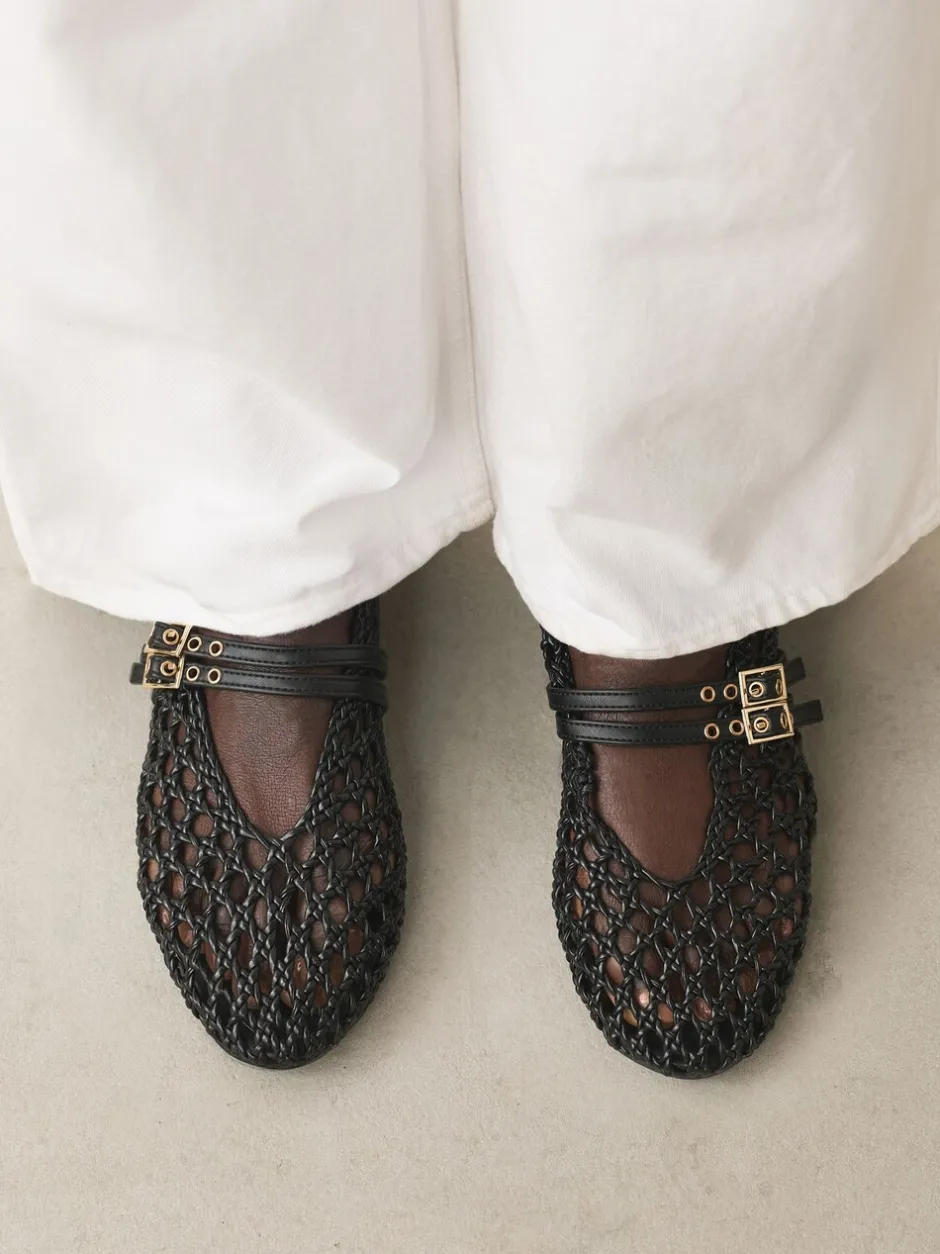 Lage Schoenen|Next - Forever Comfort® Mary Jane-schoenen met ronde neus en dubbele bandjes Zwart