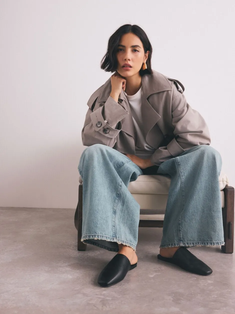 Lage Schoenen|Next - Forever Comfort® muiltjes met hoge uitsnijding en vierkante neus Zwart