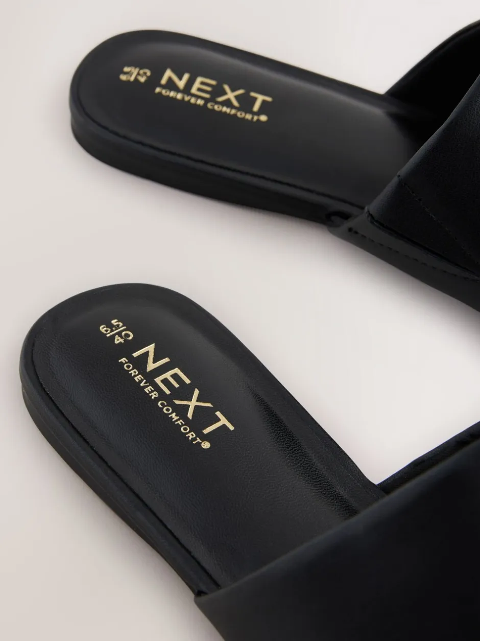 Lage Schoenen|Next - Forever Comfort® muiltjes met hoge uitsnijding en vierkante neus Zwart