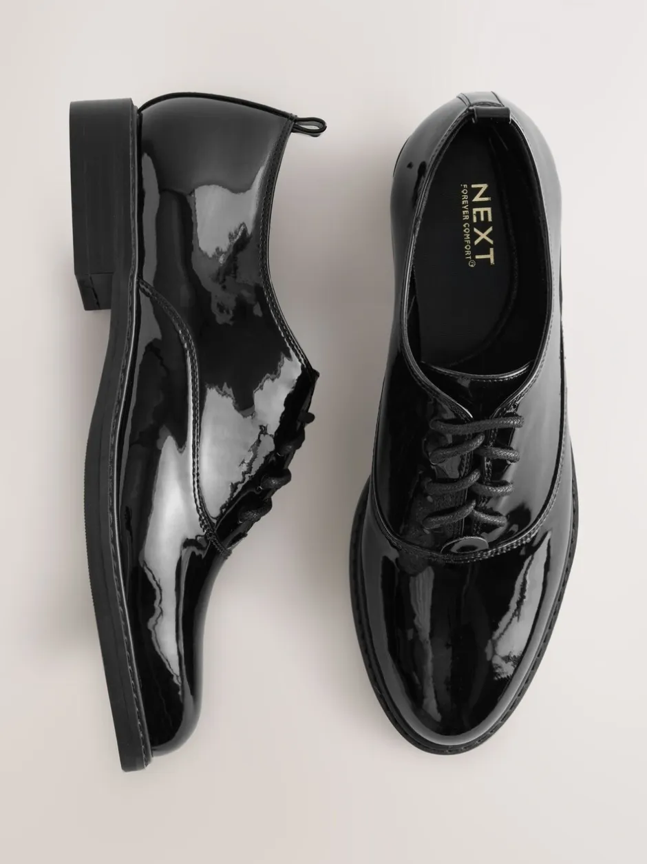 Lage Schoenen*Next Zwart - Forever Comfort® Patent Almond Toe Lace-Up Shoes