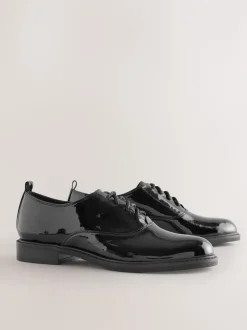 Lage Schoenen*Next Zwart - Forever Comfort® Patent Almond Toe Lace-Up Shoes