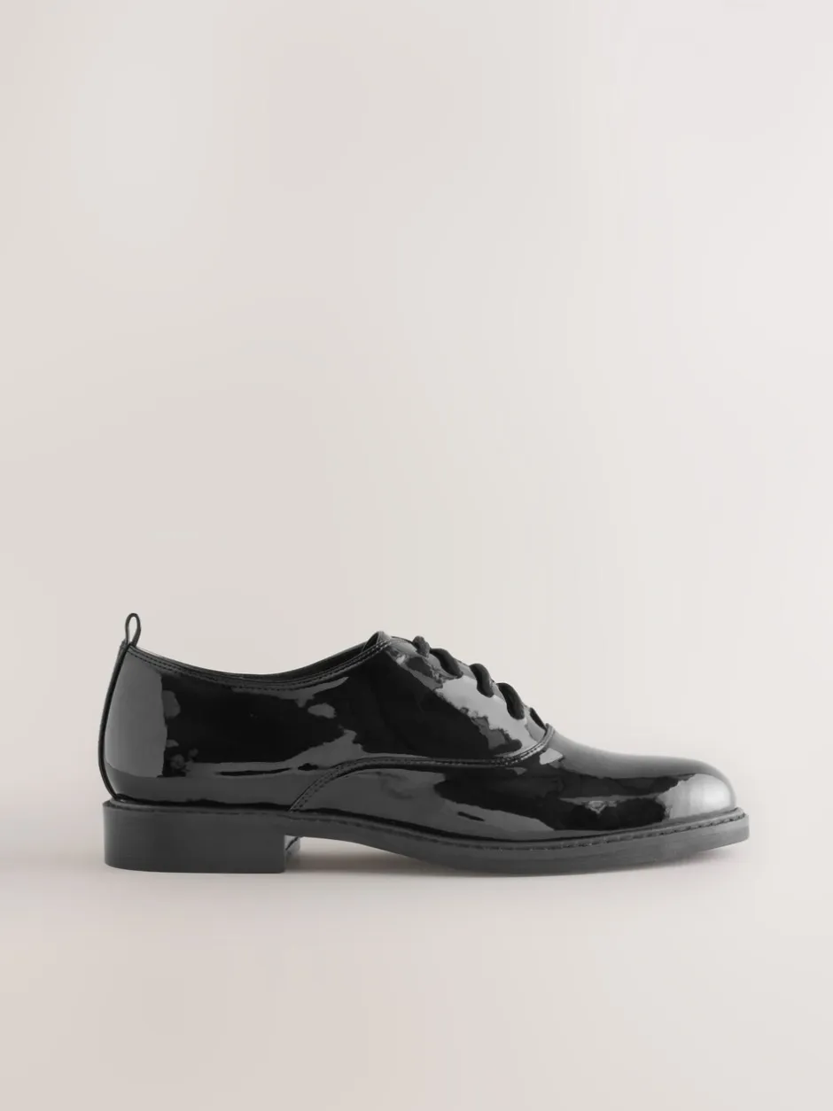 Lage Schoenen*Next Zwart - Forever Comfort® Patent Almond Toe Lace-Up Shoes