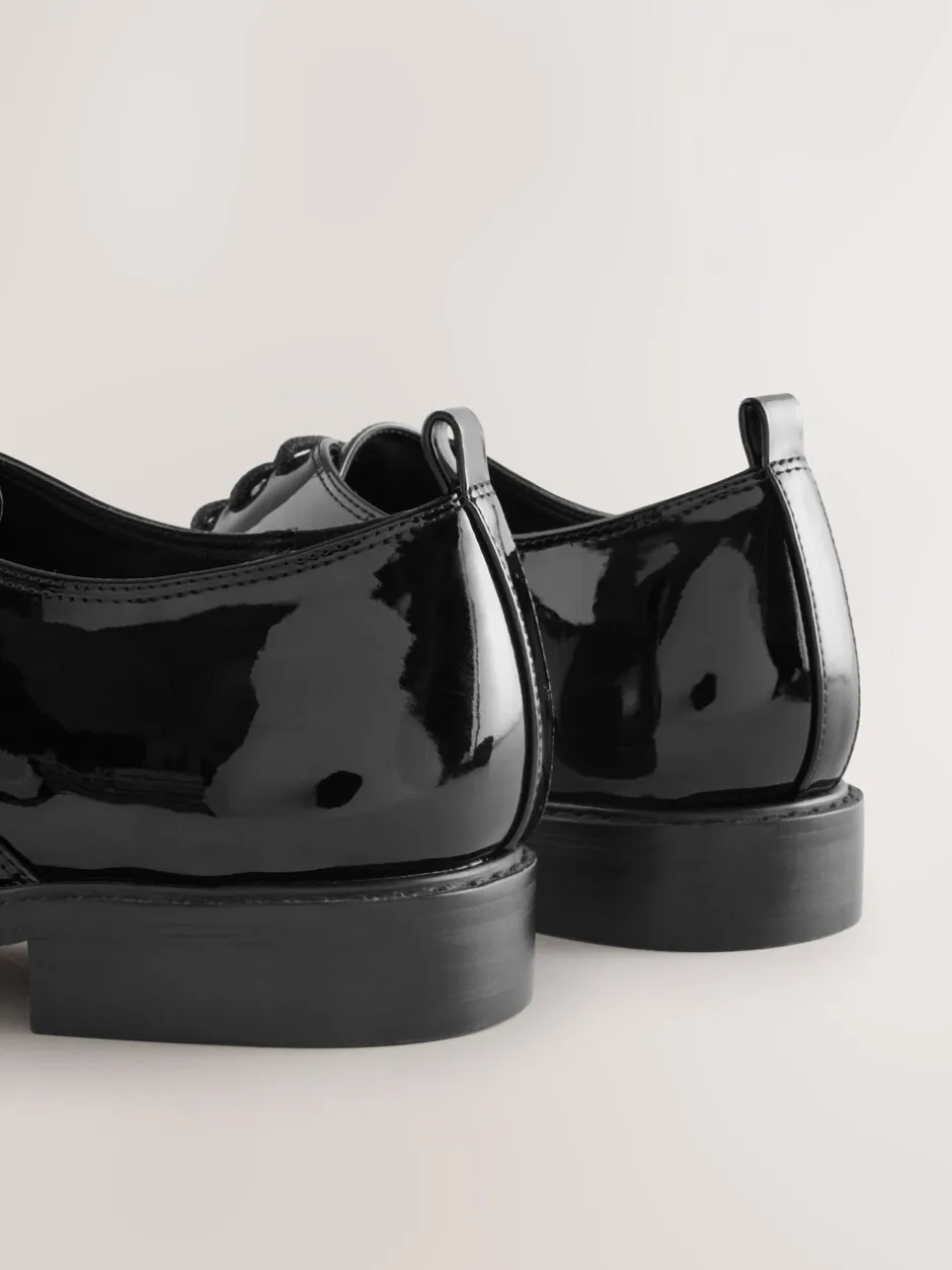 Lage Schoenen*Next Zwart - Forever Comfort® Patent Almond Toe Lace-Up Shoes