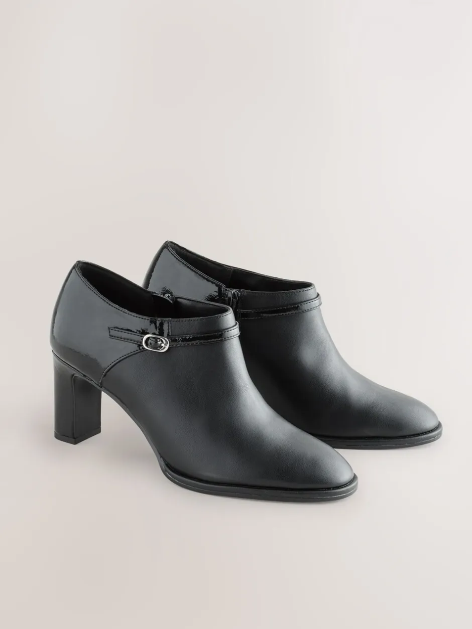 Ruimvallend En Extraruimvallend|Boots*Next Zwart - Forever Comfort® Round Toe Block Heel Buckle Detail Shoe Boots