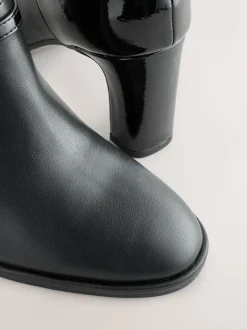 Ruimvallend En Extraruimvallend|Boots*Next Zwart - Forever Comfort® Round Toe Block Heel Buckle Detail Shoe Boots