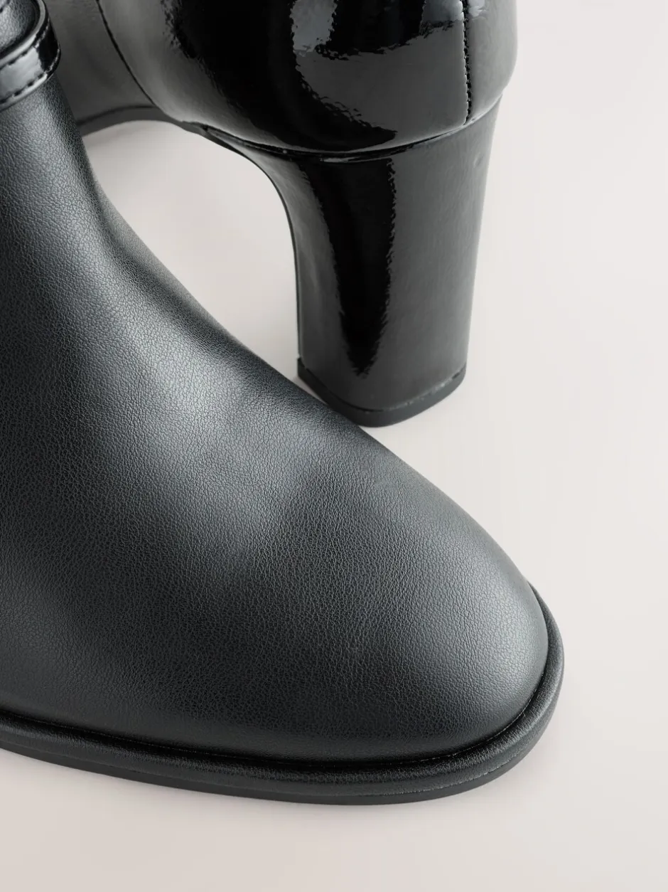 Ruimvallend En Extraruimvallend|Boots*Next Zwart - Forever Comfort® Round Toe Block Heel Buckle Detail Shoe Boots