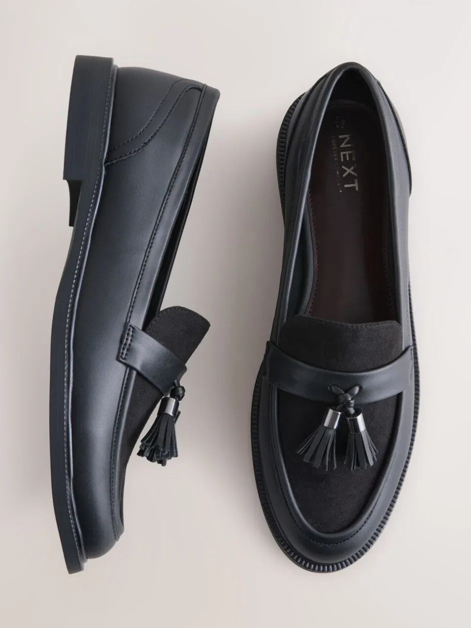 Lage Schoenen*Next Zwart - Forever Comfort Tassel Round Toe Loafers