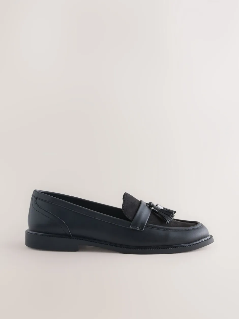 Lage Schoenen*Next Zwart - Forever Comfort Tassel Round Toe Loafers