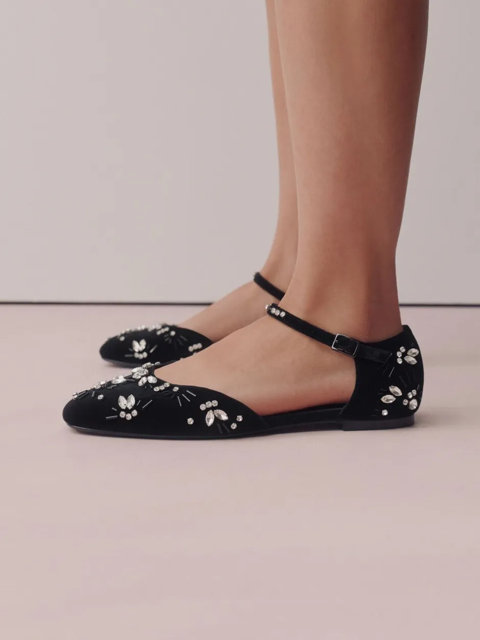 Lage Schoenen*Next Zwart - Forever Comfort® Velvet Embellished Two Part Closed Toe Shoes