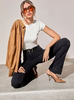 Jeans|Friends Like These Zwart - jeans met zakken, hoge taille en uitlopende pijpen