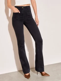 Jeans|Friends Like These Zwart - jeans met zakken, hoge taille en uitlopende pijpen