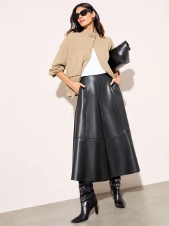 Rokken*Friends Like These - Faux Leather Midi Skirt Zwart