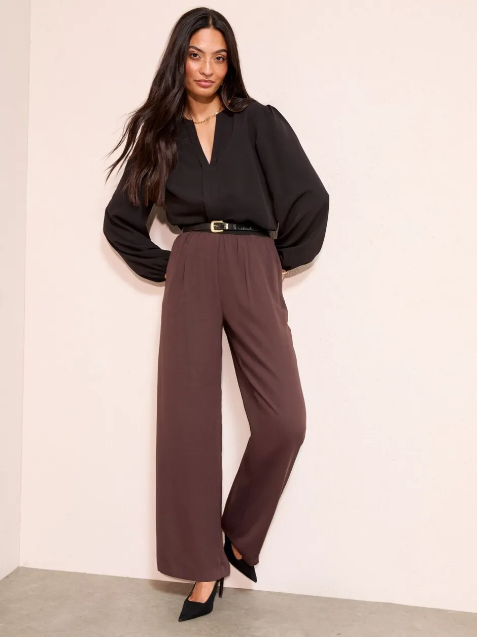 Gelegenheidskleding|Blouses En Overhemden*Friends Like These - Long Sleeve Pleat Front Detail Blouse Zwart
